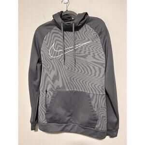 Nike Dri- Fit Hoodie Standard Fit Men’s M Gray Hooded Sweatshirt White Swoosh